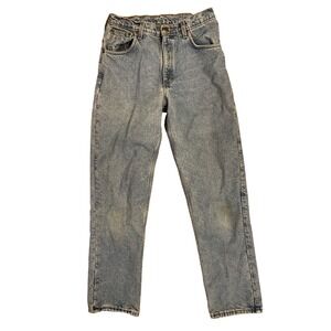 Carhartt Flannel Lined Jeans Light Wash Blue Denim Straight Leg Work Pants 32x34